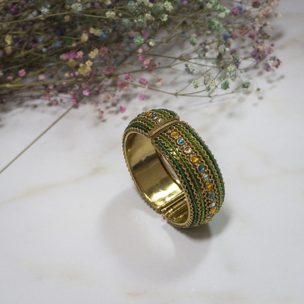 Emerald beaded cuff
